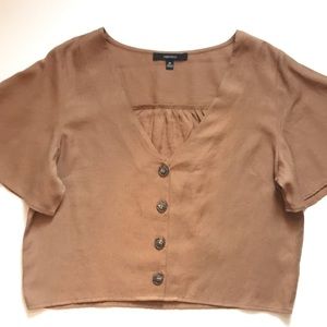 Brown flowy cropped top